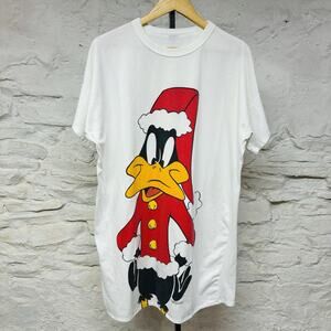 Looney Tunes Daffy Duck Santa vintage 90s Sleep Shirt T-Shirt Christmas Pajama